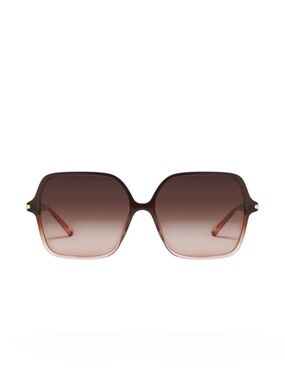 Quay Press Tour Oversized Gradient Brown Square Sunglasses 60 mm